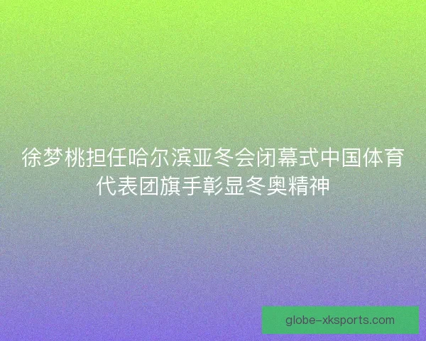 徐梦桃担任哈尔滨亚冬会闭幕式中国体育代表团旗手彰显冬奥精神